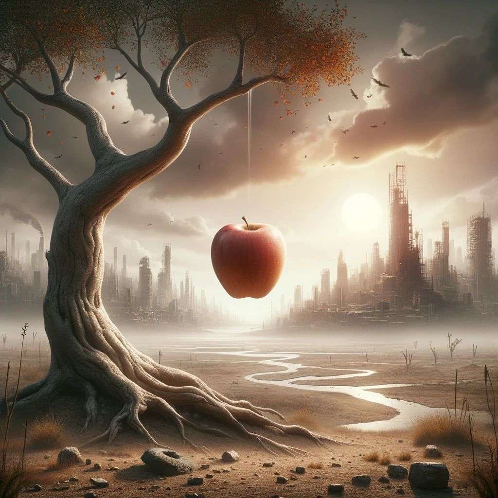 the discovery of gravity, digital art, dystopia